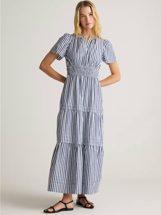 Quince Dresses & Skirts - Quince 100% Organic Cotton Poplin Tiered Maxi Dress with Pockets Stripes Large